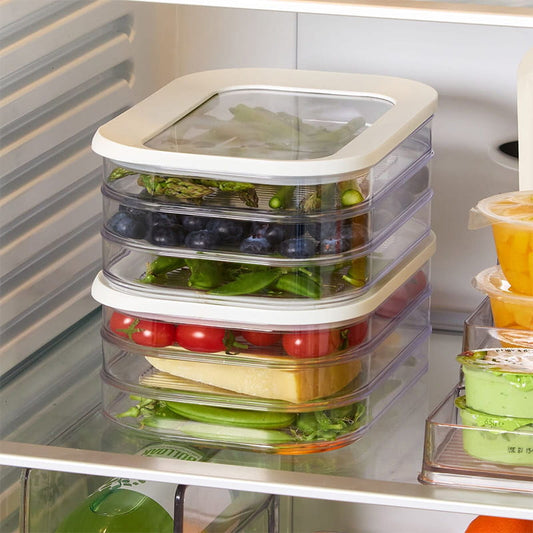 ⏳Time-Limited Special⏰Clear Fridge Storage Container with Lid – Transparent Visibility, Stackable Design & 3 Size Options – Organize Your Fridge Effortlessly ✨