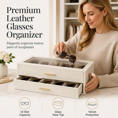 ⏳Time-Limited Special⏰2-Tier Sunglasses Organizer Box with Transparent Glass Top Display