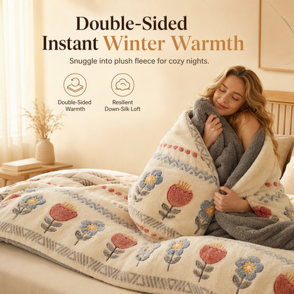 ⏳Time-Limited Special⏰Double-Sided Sherpa Fleece Comforter – Snowflake Velvet & Dense Lamb Fleece Heat Lock, Ultra-Soft Velvet Touch & Durable Digital Print – Cozy Winter Warmth for Every Room ❄️