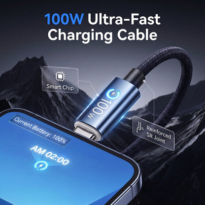 ⏳Time-Limited Special⏰Charge Any Device Instantly! No-Overcharge 100W Braided Cable