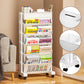⏳Time-Limited Special⏰Movable Bookshelf on Wheels: 5/6 Tiers, 45° Angled Shelves, Lockable Casters, Space-Saving Design📚