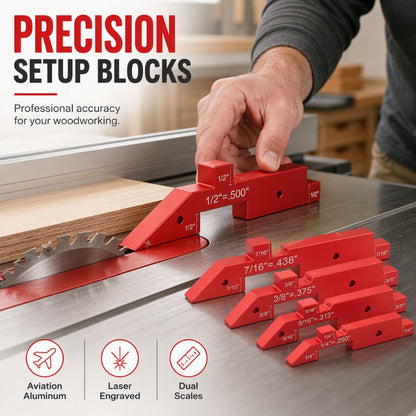 ⏳Time-Limited Special⏰Aluminum Setup Blocks – Laser-Etched, Anodized & Precise – For Table Saws, Router Tables & Drill Presses 🔧