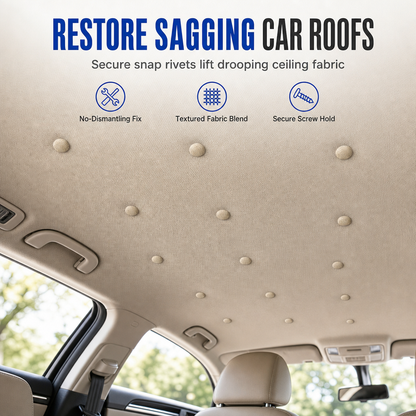 ⏳Time-Limited Special⏰Car Headliner Repair Kit for Fixing Sagging Roof Fabric Auto Interior Ceiling Snap Buttons and Retainer Rivets with Installation Tools