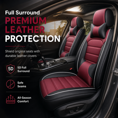 ⏳Time-Limited Special⏰Full-Coverage Leather Car Seat Covers – All-Season Protection, 5D Surround & Safety Split Seams – Universal Fit 🛡️