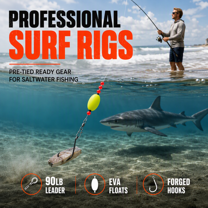 ⏳Time-Limited Special⏰Pre-Tied Surf Fishing Rigs: High-Buoyancy Floats, Forged Circle Hooks, 90lb Leader, Ready to Use