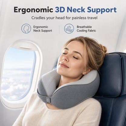 ⏳Time-Limited Special⏰U-Shaped Memory Foam Travel Neck Pillow – Cooling Ice Silk Cover, Magnetic Buckle & 360° Ergonomic Neck Support for Maximum Comfort on Planes, Trains and at the Office ✨🛫