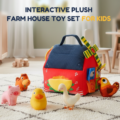 ⏳Time-Limited Special⏰Interactive Plush Farm House Toy Set for Kids🐥 – Soft Farm Animal Playhouse for Early Learning, Pretend Play & Gift Fun👶