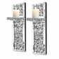 ⏳Time-Limited Special⏰Set of 2 Silver Mirrored Crystal Candle Holders with Acrylic Crushed Diamonds for Living Room Dining Room Home Decor