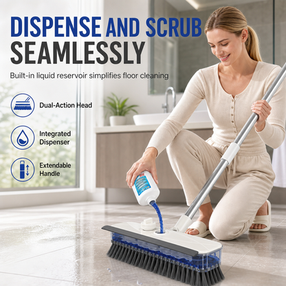 ⏳Time-Limited Special⏰4-in-1 Liquid Dispensing Floor Brush – 50% OFF! Scrub, scrape, squeegee & tweezers, long handle, stiff bristles – deep clean any floor. 💪