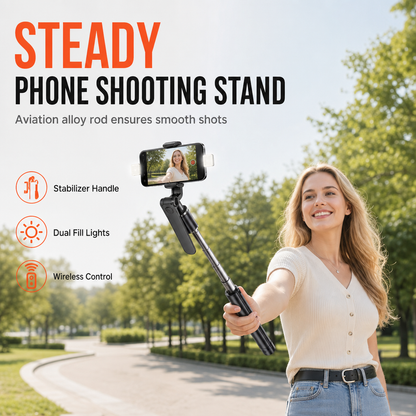 ⏳Time-Limited Special⏰Extendable Selfie Stick Tripod with Bluetooth Remote Control and Handheld Phone Gimbal Stabilizer for Live Streaming and Photography
