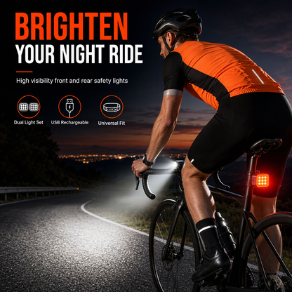 ⏳Time-Limited Special⏰Bright Bicycle Light Front Headlight and Rear Taillight for Mountain Bike Night Riding Safety Warning Cycling Accessories