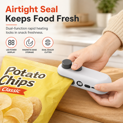 ⏳Time-Limited Special⏰Handheld Mini Bag Sealer Portable Rechargeable Heat Sealing Machine with Battery Power Display and Magnetic Design for Plastic Snack Bags